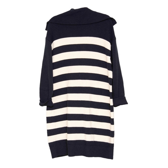 Talbots Navy And White Stripe Full Length Sweater Jacket NEW!! Orig $198! - Picture 5 of 5